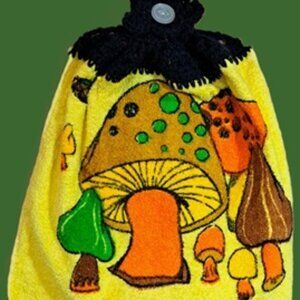 Vintage Psychedelic Mushroom Kitchen Towel